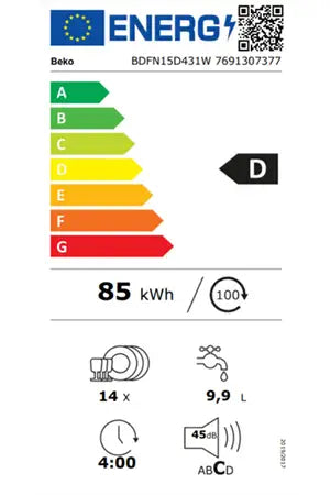 Lave-vaisselle pose libre BEKO BDFN15D431W