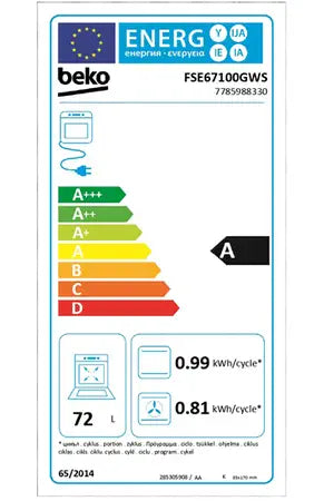 Cuisinière vitrocéramique Beko FSE67100GWS