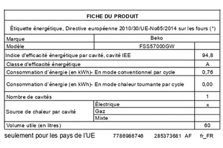 Cuisinière vitrocéramique Beko FSS57000GW
