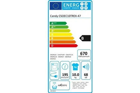 Sèche-linge pompe à chaleur Candy CSOE C10TREX-47 - Sèche-linge - largeur : 59.6 cm - profondeur : 58.5 cm - hauteur : 85 cm - chargement frontal - blanc avec porte graphite