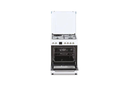 Cuisinière mixte Rosieres RGE660CMW/E - Cuisinière - pose libre - largeur : 59.8 cm - profondeur : 61 cm - hauteur : 93.6 cm - avec système auto-nettoyant - blanc