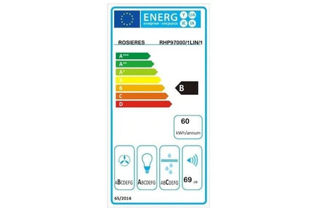 Hotte décorative murale Rosieres ROSIERES Hotte decorative murale RHP97000/1LIN/1, 90 cm, 609.3 m3/h, 3 vitesses