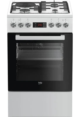 Cuisinière mixte Beko FSE53321DWCS - Cuisinière - pose libre - largeur : 50 cm - profondeur : 60 cm - hauteur : 85 cm - avec système auto-nettoyant - classe A - blanc