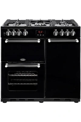 Gazinière Belling Kensington 90DF - Cuisinière (triple four) - pose libre - largeur : 89.6 cm - profondeur : 60 cm - hauteur : 93 cm - classe A - noir