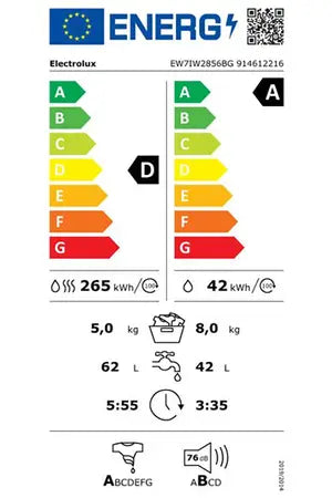 Lave-linge séchant Electrolux EW7IW2856BG