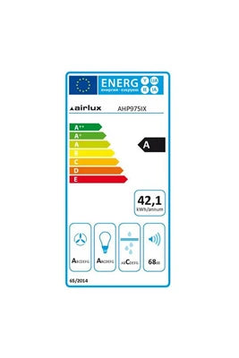 Hotte décorative murale Airlux AHP975IX - Hotte - hotte décorative - largeur : 90 cm - profondeur : 50 cm - evacuation & recyclage - acier inoxydable