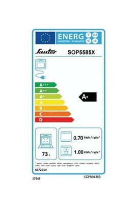 Four encastrable Sauter SOP5585X - Four - encastrable - niche - largeur : 56 cm - profondeur : 55 cm - hauteur : 58.5 cm - avec système auto-nettoyant - classe A+ - acier