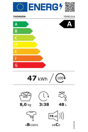 Lave-linge top Thomson TOP8131A
