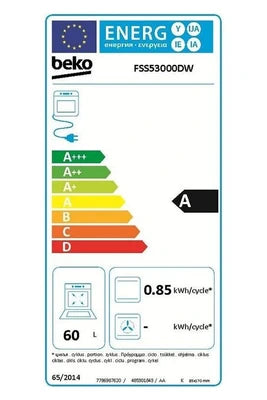 Cuisinière mixte Beko FSS53000DW - Cuisinière - pose libre - largeur : 50 cm - profondeur : 60 cm - hauteur : 85 cm - classe A - blanc