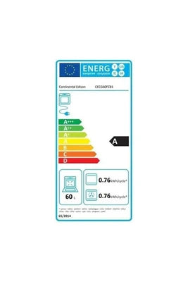 Gazinière Continental Edison CECG60FCB1 - Cuisinière - pose libre - largeur : 59.8 cm - profondeur : 61 cm - hauteur : 83 cm - avec système auto-nettoyant - classe A - noir