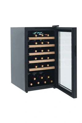 Cave de service Hyundai - Cave à vin 41 bouteilles 91L single zone clayette métal finition bois
