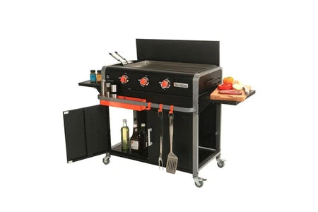 Plancha Brasero Plancha sur chariot - Lola - 3 feux à gaz - Plaque de cuisson Inox - 68,5 x 35,50 cm - 7,2 KW -