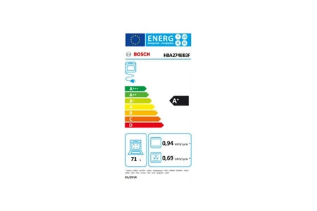 Four encastrable Bosch Serie | 4 HBA274BB3F - Four - encastrable - niche - largeur : 56 cm - profondeur : 55 cm - hauteur : 58.5 cm - avec système auto-nettoyant - classe