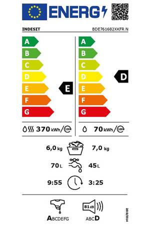 Lave-linge séchant INDESIT BDE761682XKFR N NOIR