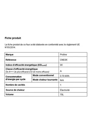 Four encastrable Proline CNE8X