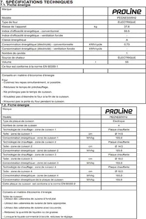 Cuisinière électrique Proline PECNE55WH2