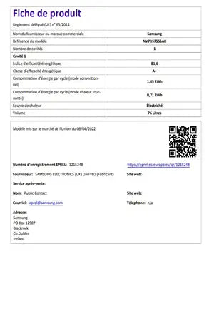 Four encastrable Samsung NV7B5755SAK Dual Cook Flex Noir