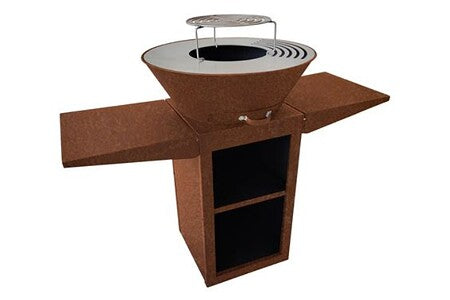 Barbecue Purline Barbecue avec plaque ronde, grill et support EFP57CO Marron