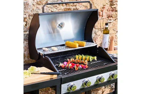 Barbecue Sweeek Barbecue 4 brûleurs cuisine d'extérieure DANGLARS Acier noir L 2235 x P 605 x H 142 cm