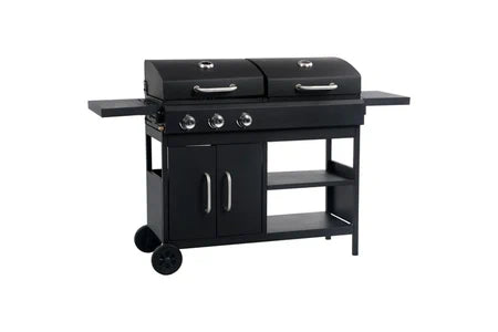 Barbecue vidaXL Gas-/houtskoolbarbecue met 3 branders47388