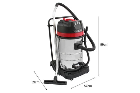Aspirateur à eau et poussière MonsterShop Aspirateur Industriel 80L Sec et Humide 3000W Acier Inoxydable Aspirateur Commercial