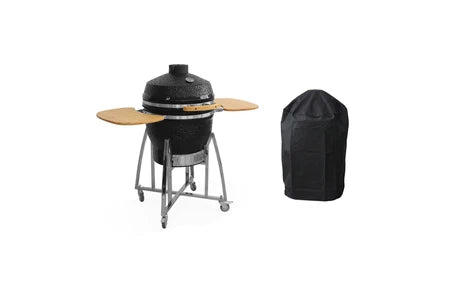 Barbecue Sweeek Barbecue charbon en céramique Kamado Ø 57cm avec chariot garde au chaud récupérateur de cendre et housse tablettes rétractables