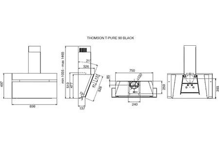 Hotte décorative murale Thomson T-PURE 90 BLACK