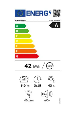Lave-linge top WHIRLPOOL TDLR6268FR