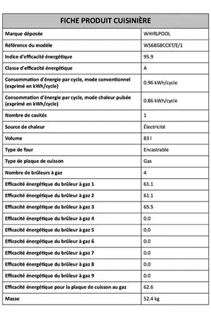 Gazinière Whirlpool WS68G8CCXT/E/1