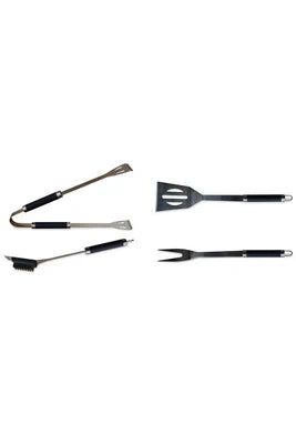 Cuisine d'extérieur Sweeek Barbecue cuisine extérieure gaz - D'Artagnan - Barbecue 5 brûleurs dont 1 feu latéral inox et noir évier planche à découper bois ustensiles