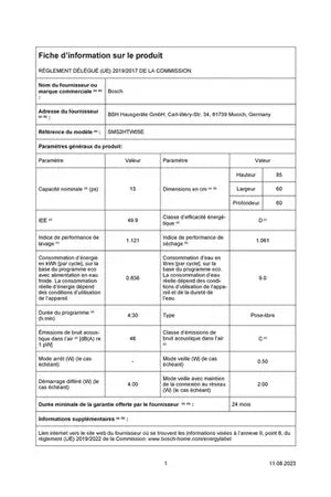 Lave-vaisselle pose libre Bosch SMS2HTW05E