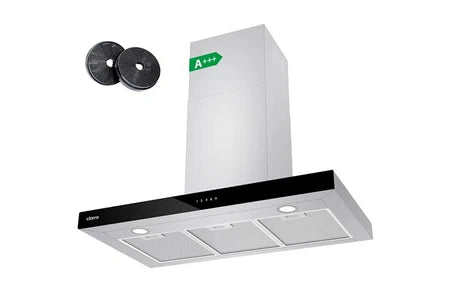 Hotte décorative murale Ciarra A+++ hotte 90cm - tactile et WiFi - 4 vitesses - 650 m3/h - booster fonction - recyclage ou evacuation - cheminée - inox - cbcs9102