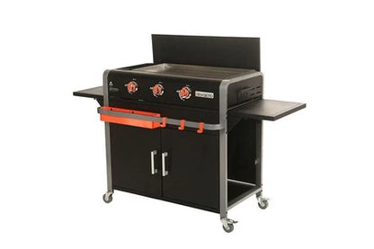 Plancha Brasero Plancha sur chariot - Lola - 3 feux à gaz - Plaque de cuisson Inox - 68,5 x 35,50 cm - 7,2 KW -