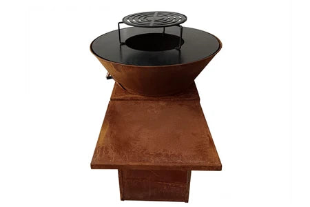Barbecue Purline Barbecue avec plaque ronde, grill et support EFP57CO Marron