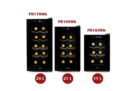Cave de service Primo PR170WK Cave à Vin - Pose Libre - 10 Bouteilles - Classe E - Noir