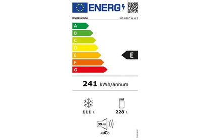 Réfrigérateur congélateur en bas Whirlpool Réfrigérateur combiné 60cm 339l blanc w5821cwh2