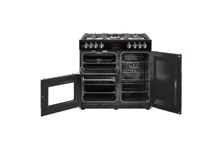 Gazinière Belling Kensington 90DF - Cuisinière (triple four) - pose libre - largeur : 89.6 cm - profondeur : 60 cm - hauteur : 93 cm - classe A - noir