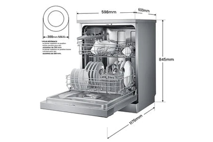 Lave-vaisselle pose libre Comfee Lave-Vaisselle Pose Libre 14 couverts, 8 Programmes de Lavage, 44 dB(A) Départ Différé, Demi-Charge, Inox [Energy Class C]