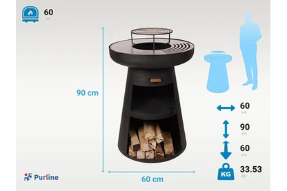 Barbecue Purline Barbecue rond avec plaque d'acier ronde et grille EFP55RB Noir