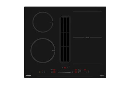 Plaque de cuisson avec hotte intégrée Comfee CIH742FY18K0 Plaque de Cuisson Induction 60cm 4 foyers + hotte intégrée 638m³/h, 2 Flex Zone, avec les éléments de conduit d'évacuation, 7400W, A++