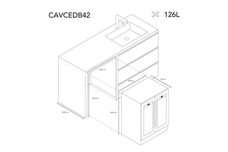 Cave multi-températures Les Petits Champs Cave à vin dual zone 42 bouteilles encastrable - CAVCEDB42