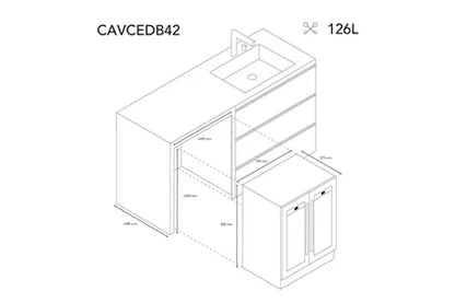 Cave multi-températures Les Petits Champs Cave à vin dual zone 42 bouteilles encastrable - CAVCEDB42