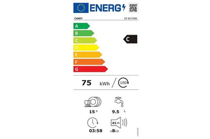 Lave-vaisselle pose libre Candy Rapido' CF 5C1F0W - Lave-vaisselle - WiFi - largeur : 59.7 cm - profondeur : 59.8 cm - hauteur : 85 cm - blanc