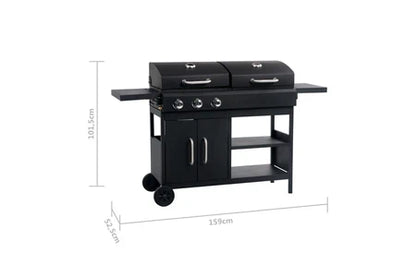 Barbecue vidaXL Gas-/houtskoolbarbecue met 3 branders47388