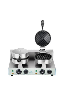 Gaufrier / croque-monsieur Helloshop26 Gaufrier double rond professionnel Téflon rond puissance 2 x 1 300 watts