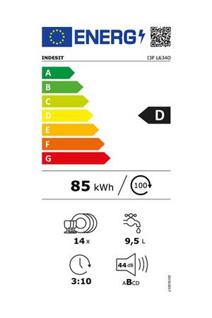 Lave-vaisselle pose libre Indesit I3FL634O