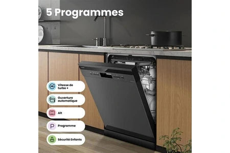 Lave-vaisselle pose libre Comfee Lave-vaisselle Lave-vaisselle pose libre L60cm 42db avec 15 couverts, 8 programmes, Affichage LED Dark Inox-Énergétique C