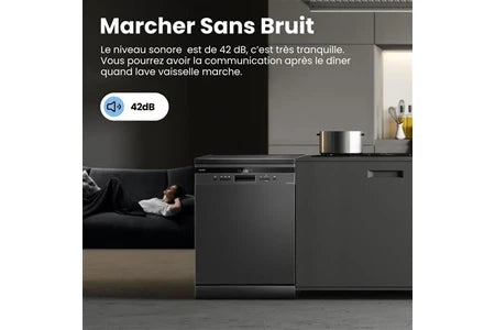 Lave-vaisselle pose libre Comfee Lave-vaisselle Lave-vaisselle pose libre L60cm 42db avec 15 couverts, 8 programmes, Affichage LED Dark Inox-Énergétique C