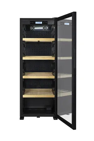 Cave de vieillissement La Sommeliere CLASSIC194 188 bouteilles porte vitree traitee anti UV avec serrure et clayette bois de hetre