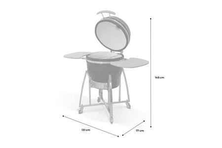 Barbecue Sweeek Barbecue charbon en céramique Kamado Ø 57cm avec chariot garde au chaud récupérateur de cendre et housse tablettes rétractables